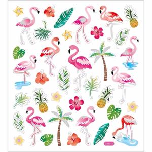 Flamingo thema kinder stickers - gekleurd - 37x stuks - kinder dagboek stickers