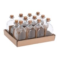Glazen flesjes met kurk dop - 12 stuks - transparant - glas -120 ml   -