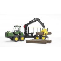 bruder John Deere 1210E Forwarder met vier boomstammen en grijper modelvoertuig 02133 - thumbnail