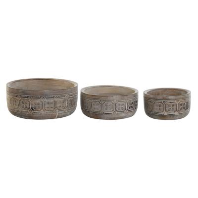 Tafeldecoratie DKD Home Decor Wit Natuurlijk Indiaas 30,5 x 30,5 x 12,7 cm (3 Onderdelen)