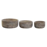 Tafeldecoratie DKD Home Decor Wit Natuurlijk Indiaas 30,5 x 30,5 x 12,7 cm (3 Onderdelen)