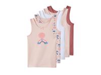 lupilu Set van 5 kinder hemden (wit/abrikoos/oudroze, 122/128)