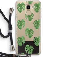 Monstera leaves: Samsung Galaxy J6 (2018) Transparant Hoesje met koord
