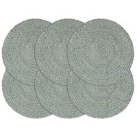 Placemats 6 st rond 38 cm jute olijfgroen