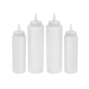 4x Transparante doseerflessen/sausflessen/garneerflessen 250 ml en 400 ml