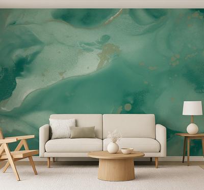 Smaragdgroene marmeren wervelingen foto behang woonkamer