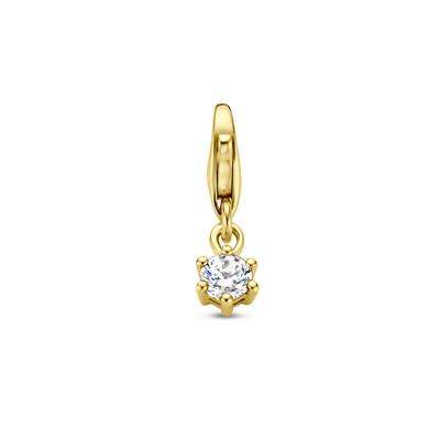 14K Geelgouden Slotbedel met April Geboortesteen - 15,5mm