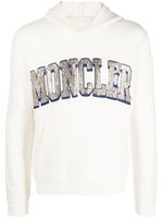 Moncler hoodie à logo brodé de sequins - Tons neutres