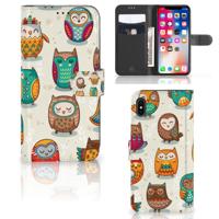Apple iPhone Xs Max | Telefoonhoesje | Met pasjeshouder | Vrolijke Uilen