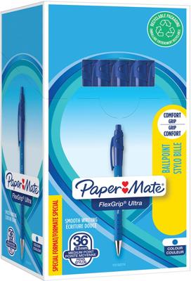 Paper Mate balpen Flexgrip Ultra RT blauw, doos 30 + 6 stuks gratis