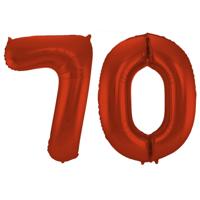 Folat Verjaardag Leeftijd folieballon - 70 jaar - rood - 86 cm - cijferballon groot
