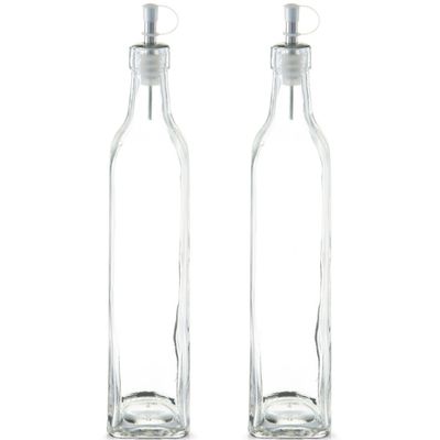 2x Glazen azijn/olie flessen met schenktuit 500 ml