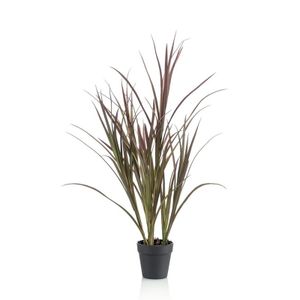 Kunstplant hoog gras groen in zwarte ronde pot 90 cm