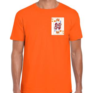 Koningsdag T-shirt voor heren - kaarten koning - oranje - feestkleding