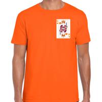 Koningsdag T-shirt voor heren - kaarten koning - oranje - feestkleding - thumbnail