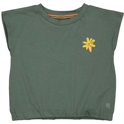 Quapi Meisjes crop top - Beertje - Donker groen