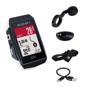 GPS Fietscomputer Sigma ROX 11.1 EVO GPS HR set met korte Butler stuurhouder - wit