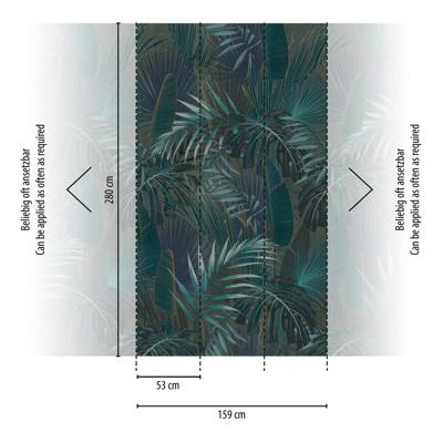Livingwalls Metropolitan Stories. Travel Stories - Petrol - Planten Behang - 391803