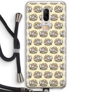 Slapende poes: OnePlus 6 Transparant Hoesje met koord