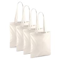 Draagtasje met hengsels - 10x - naturel - 42 x 38 cm - katoen - 10 liter - boodschappen - gymtas