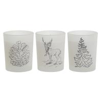 Kaars DKD Home Decor Wit Kerstmis 5 x 5 x 6 cm (3 Stuks)