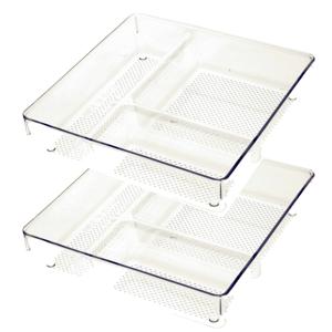 Lade organizer Skuff - 2x - transparant - kunststof - 23 x 23 x 5 cm - modulair - ladeverdeler