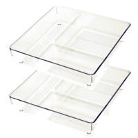 Lade organizer Skuff - 2x - transparant - kunststof - 23 x 23 x 5 cm - modulair - ladeverdeler