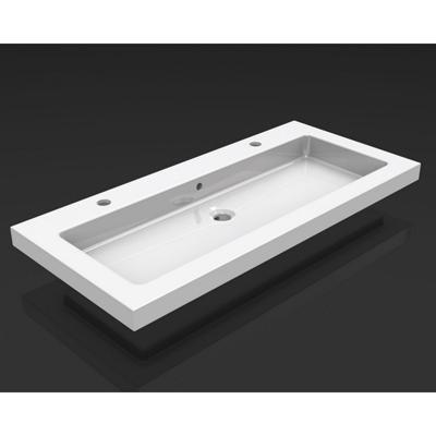 Wiesbaden Kera Wastafel Enkel met 2 Kraangaten - 100x46x5cm - Keramiek - Glans Wit