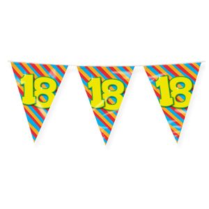 Verjaardag 18 jaar thema Vlaggetjes - Feestversiering - 10m - Folie - Dubbelzijdig