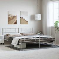 Bedframe met hoofd- en voeteneinde metaal wit 193x203 cm