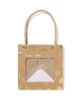 HEMA Cadeautasje Met Venster 10x11x11cm Kraft Hartjes Goud