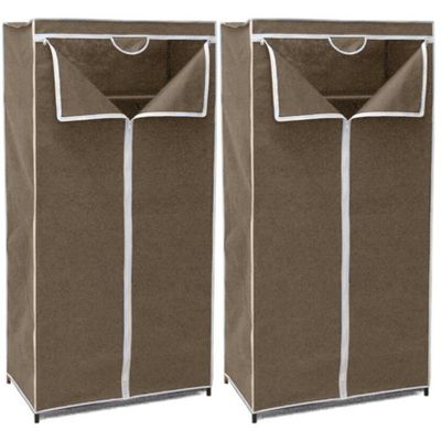 2x Stuks mobiele opvouwbare kledingkasten bruin 75 x 46 x 160 cm