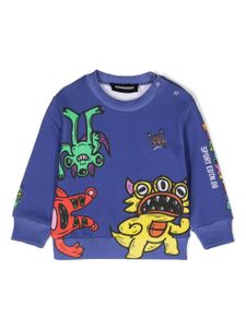 DSQUARED2 KIDS sweat en coton à imprimé graphique - Bleu