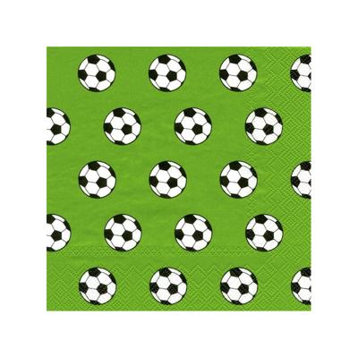 Voetbal ballen thema tafel servetten - groen - 3 laags - 20x stuks - 33 x 33 cm - sport