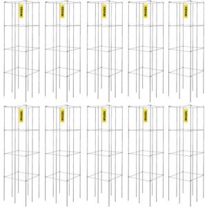 VEVOR tomatenkooien, 30 x 30 x 117 cm, set van 10 vierkante plantensteunkooien, zware tomatentorens van zilver PVC gecoat staal voor het klimmen van groenten, planten, bloemen en fruit