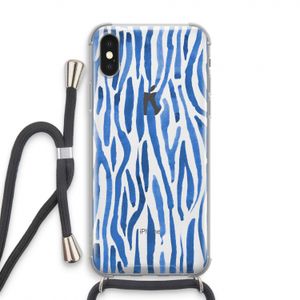 Blauwe nerven: iPhone XS Transparant Hoesje met koord