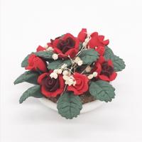 1:12 Mini huis speelgoed simulatie bloem ingegoten Rose bauble voor tuin (rood)