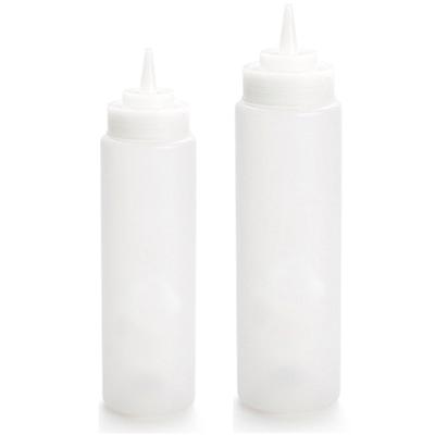 Doseerfles/sausfles - set 2x stuks - 500/700 ml - met schenktuit - 18 en 23 cm
