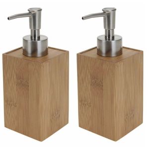 2x stuks navulbaar zeep pompjes bamboe 17 cm