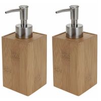 2x stuks navulbaar zeep pompjes bamboe 17 cm