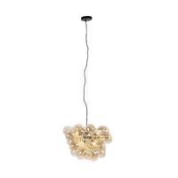 QAZQA Smart hanglamp zwart met Amber glas incl. 8 Wifi g9 - Uvas