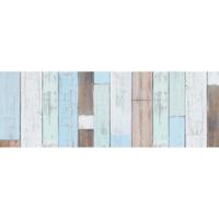 Decoratie plakfolie houten planken look - 2x - blauw/bruin - 45 cm x 2 meter - zelfklevend