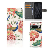 Telefoonhoesje met Pasjes voor Google Pixel 8 Pro Pink Peacock