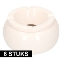 6x Witte terrasasbakken/stormasbakken 11 cm