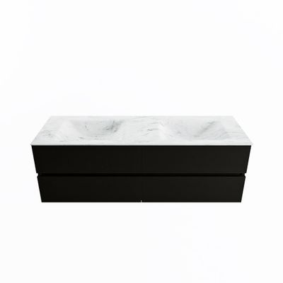 MONDIAZ VICA-DLUX 150cm badmeubel onderkast Urban 4 lades. Inbouw wastafel CLOUD dubbel zonder kraangat, kleur Opalo.