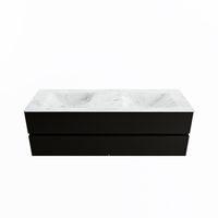 MONDIAZ VICA-DLUX 150cm badmeubel onderkast Urban 4 lades. Inbouw wastafel CLOUD dubbel zonder kraangat, kleur Opalo.