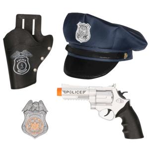 Politie agent verkleed set - 3 delig - kinderen - politiepet blauw en accessoires