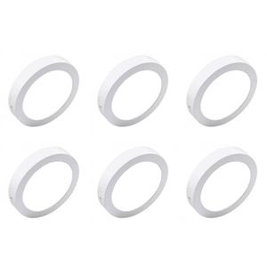 LED Downlight 6 Pack - Opbouw - 12W - Helder/Koud Wit 6000K - Rond - Mat Wit - Aluminium - Ø170mm