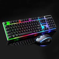 ZGB G21 1600 DPI Professional Wired kleurrijke Backlight mechanische gevoel schorsing toetsenbord + optische muis Kit voor Laptop PC(Black)