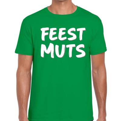 Feestmuts tekst t-shirt - groen - heren - Foute party kleding - korte mouwen